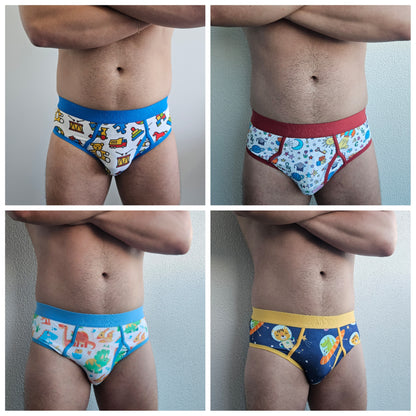 4 Pack Men's ABDL/Toddler Style Cute Cartoon Design Briefs